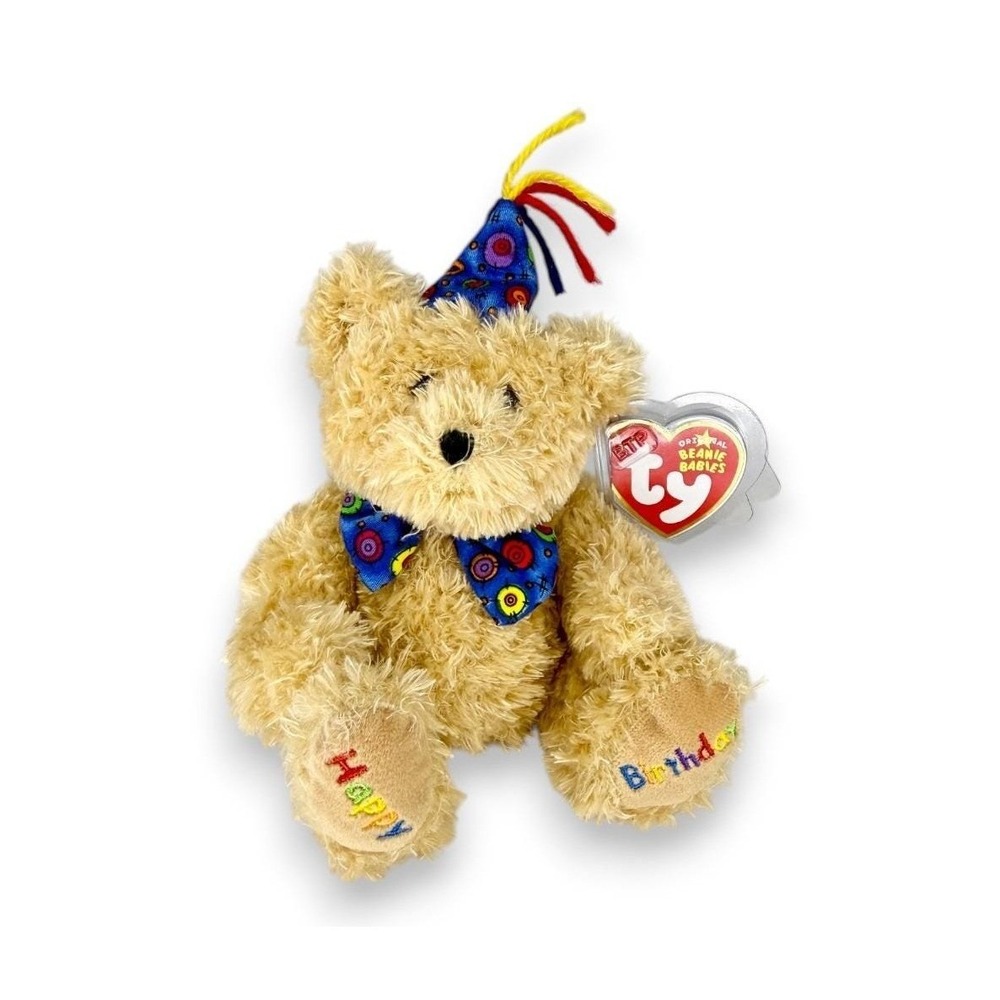 Happy Birthday the Bear Ty Beanie Baby | Blue Party Time | Mint Heart Tag